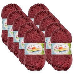Пряжа Alpina Anabel, 100 % хлопок, 50 г, 120 м, 10 шт., №315 бордовый