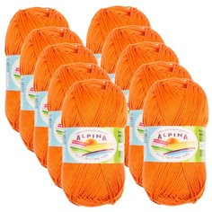 Пряжа Alpina Anabel, 100 % хлопок, 50 г, 120 м, 10 шт., №1039 оранжевый
