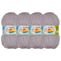 Пряжа Alpina Alpaca Trenza однотонная, 90 % альпака, 10 % полиамид, 50 г, 150 м, 4 шт., №04 св.серый
