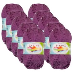 Пряжа Alpina Anabel, 100 % хлопок, 50 г, 120 м, 10 шт., №595 фиолетовый