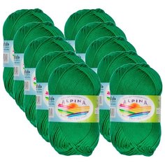 Пряжа Alpina Anabel, 100 % хлопок, 50 г, 120 м, 10 шт., №015 яр.зелёный