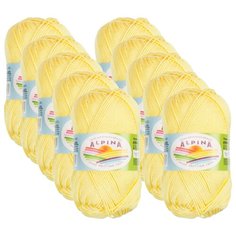 Пряжа Alpina Anabel, 100 % хлопок, 50 г, 120 м, 10 шт., №177 св.желтый