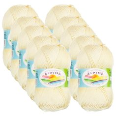 Пряжа Alpina Anabel, 100 % хлопок, 50 г, 120 м, 10 шт., №185 бл.желтый