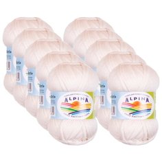 Пряжа Alpina Nori, 44 % хлопок, 56 % акрил, 50 г, 100 м, 10 шт., №03 молочный