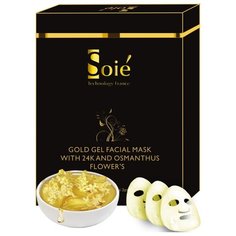 SOIE Гелевая увлажняющая маска с цветками золотого османтуса и золотом, 60 г, 3 шт.