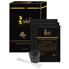 SOIE Осветляющая коллагеновая маска для лица с экстрактом розы, 30 г, 3 шт.