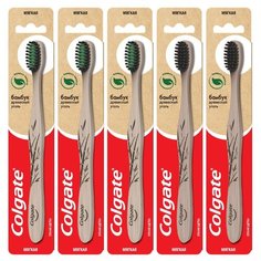 Зубная щетка Colgate Бамбук Древесный Уголь, мягкая, в ассортименте, 5 шт.