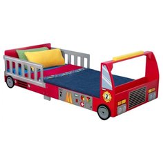 Кровать детская KidKraft Пожарная машина (без белья), размер (ДхШ): 157х75 см, спальное место (ДхШ): 140х70 см, каркас: массив дерева, цвет: красный