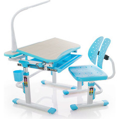Комплект мебели (столик + стульчик + лампа) Mealux EVO-05 BL с лампой столешница клен/пластик голубой