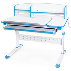 Растущая парта Mealux Martin WB c надстройкой (BD-430 WB + полка BD-430) столешница белая/ножки белые с голубым