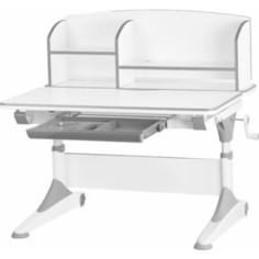 Растущая парта Mealux Alberto gray BD-500 WG + полка BD-500-2 столешница белая/ножки белые с серым