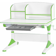 Растущая парта Mealux Alberto green (арт. BD-500 WZ + полка BD-500-2) столешница белая /ножки белые с зеленым