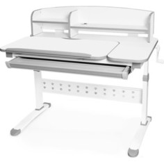 Растущая парта Mealux Martin WG c надстройкой BD-430 WG + полка BD-430-2 столешница белая/ножки белые с серым