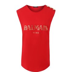 Хлопковый топ с логотипом бренда Balmain