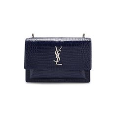 Сумка Sunset medium с тиснением под крокодила Saint Laurent