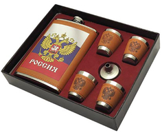 Набор стопок 4 шт с флягой 270 мл нержавеющая сталь FL9-531N29 Россия Викинг