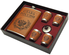 Набор стопок 4 шт с флягой 270 мл нержавеющая сталь FL9-44N25 Слава России Викинг