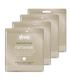 Маска для лица DIVA Питание (в наборе 4 упаковки)