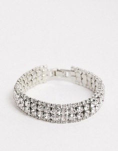 Серебристый браслет-манжета с кристаллами True Decadence-Серебряный