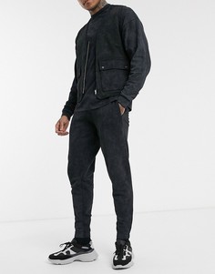 Черные свободные джоггеры с эффектом кислотной стирки от комплекта ASOS DESIGN-Черный
