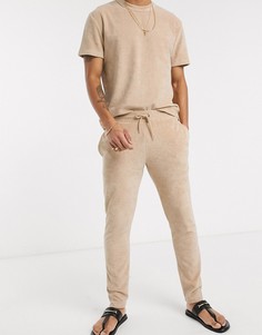 Бежевые махровые oversized-джоггеры от комплекта ASOS DESIGN-Бежевый
