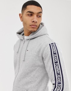 Худи в рубчик с логотипом Tommy Jeans-Серый