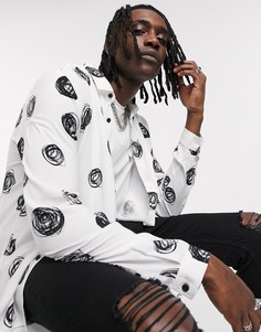 Рубашка классического кроя с принтом в горошек ASOS DESIGN-Белый