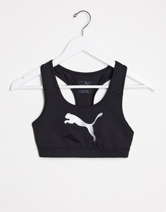 Черный спортивный бюстгальтер с логотипом Puma Training