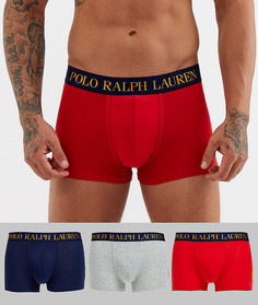 Набор из 3 боксеров-брифов с логотипом на поясе (темно-синие/ серые/ красные) Polo Ralph Lauren-Черный