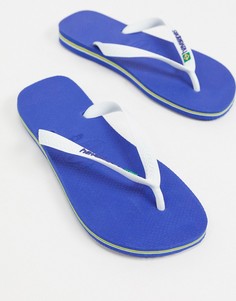 Сине-белые шлепанцы с логотипом Havaianas-Синий