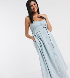 Голубое джинсовое платье миди ASOS DESIGN Maternity-Синий