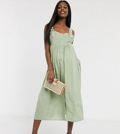 Сарафан миди цвета хаки на пуговицах ASOS DESIGN Maternity-Зеленый