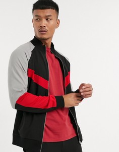 Олимпийка от комплекта с сетчатыми вставками колор блок ASOS DESIGN-Черный