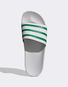 Бело-зеленые шлепанцы adidas Originals adilette-Белый