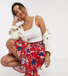 Юбка с цветочным принтом и баской Vero Moda Petite-Красный