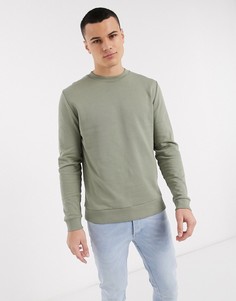 Свитшот из органического хлопка цвета хаки ASOS DESIGN-Зеленый