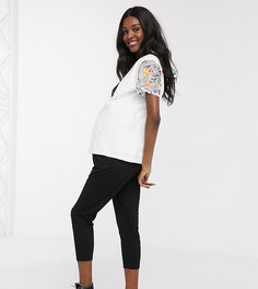 Базовые широкие трикотажные брюки со складками ASOS DESIGN Maternity-Черный