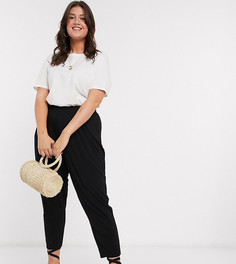 Базовые широкие трикотажные брюки со складками ASOS DESIGN Curve-Черный