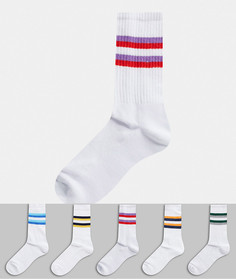 Набор из 5 пар спортивных носков с полосками ASOS DESIGN-Мульти