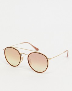 Розовые солнцезащитные очки в круглой оправе Ray-ban ORB3647N-Розовый
