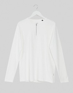 Белый лонгслив с короткой молнией Burton Menswear