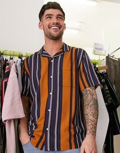 Рубашка из вискозы в полоску Burton Menswear-Светло-коричневый