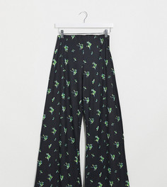 Широкие расклешенные брюки с цветочным принтом Reclaimed Vintage-Серый