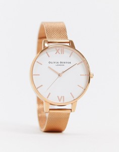 Розово-золотистые часы с большим циферблатом и сетчатым браслетом Olivia Burton-Золотой