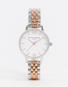 Часы с белым циферблатом и браслетом из металла разных цветов Olivia Burton OB16MDW25-Серебряный