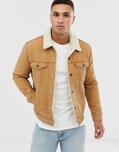Светло-коричневая парусиновая куртка с меховой подкладкой Levis - type 3-Светло-коричневый Levis®