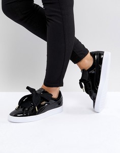 Черные лакированные кроссовки Puma Basket Heart-Черный