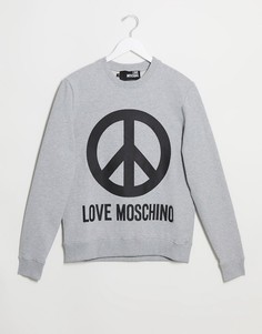Свитшот с круглым вырезом и логотипом Love Moschino-Серый