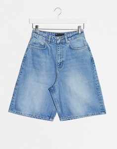 Синие джинсовые шорты с завышенной талией ASOS DESIGN-Синий