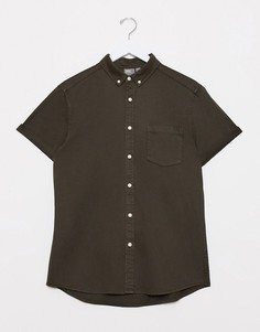 Эластичная джинсовая рубашка цвета хаки из органического хлопка ASOS DESIGN-Зеленый